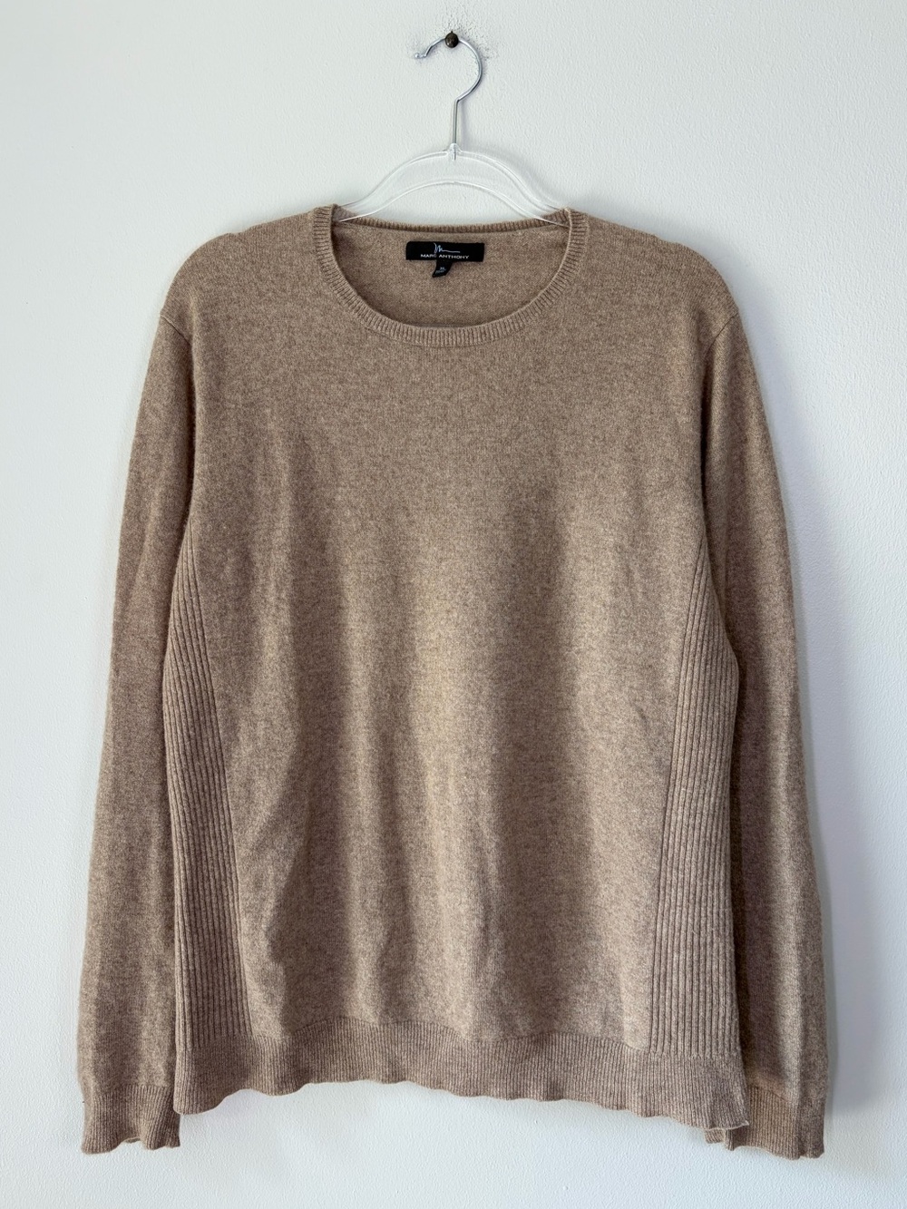 Marc Anthony Men’s Cashmere Ribbed Panel Crewneck Sweater